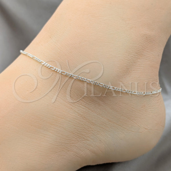 Sterling Silver Anklet — Basic Anklet Figaro Design Polished 03. .1EX 0.50 — alternate product view — SKU 159573 | Plata 925 tobillera — básico Anklet Figaro diseño pulido 03. .1EX 0.50 — SKU 159573