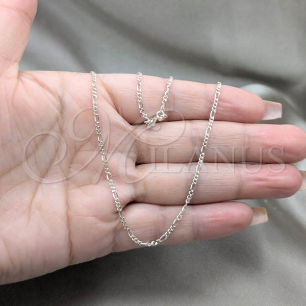 Sterling Silver Necklace — Basic Necklace Figaro Design Polished 03. .1EX 0.50 — alternate product view — SKU 159574 | Plata 925 collar — básico Necklace Figaro diseño pulido 03. .1EX 0.50 — SKU 159574