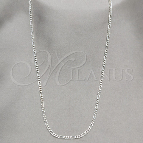 Sterling Silver Basic Necklace, Figaro Design, Polished, Silver Finish, 04.430.0003.16.1EX