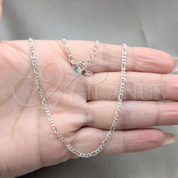 Sterling Silver Necklace — Basic Necklace Figaro Design Polished 04. .1EX 0.60 — alternate product view — SKU 159578 | Plata 925 collar — básico Necklace Figaro diseño pulido 04. .1EX 0.60 — SKU 159578