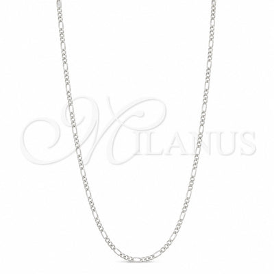 Sterling Silver Basic Necklace, Figaro Design, Polished, Silver Finish, 04.430.0003.16.1EX (0.60 Gauge for wholesale, main product view