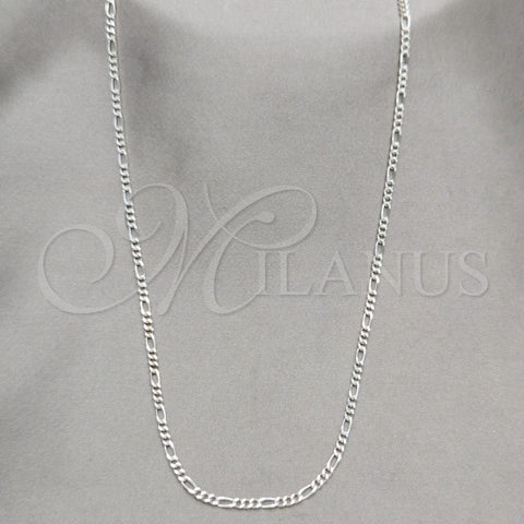 Sterling Silver Basic Necklace, Figaro Design, Polished, Silver Finish, 04.430.0003.16.1EX (0.60 Gauge, Thickness, 16 Inches Length)