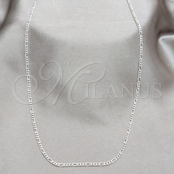 Sterling Silver Basic Necklace, Figaro Design, Polished, Silver Finish, 04.430.0003.18.1EX