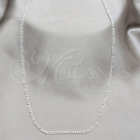 Sterling Silver Basic Necklace, Figaro Design, Polished, Silver Finish, 04.430.0003.18.1EX