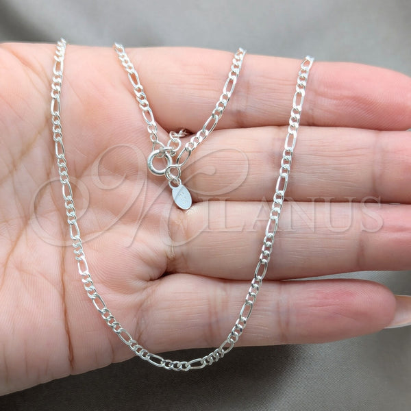 Sterling Silver Necklace — Basic Necklace Figaro Design Polished 04. .1EX 0.60 — alternate product view — SKU 159579 | Plata 925 collar — básico Necklace Figaro diseño pulido 04. .1EX 0.60 — SKU 159579