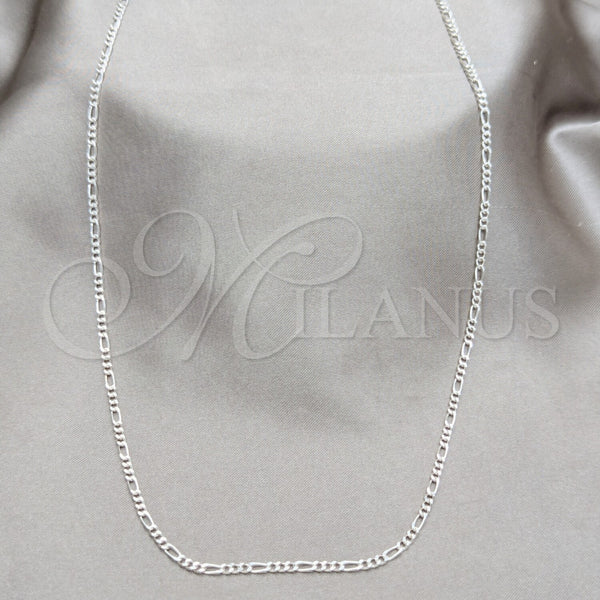 Sterling Silver Basic Necklace, Figaro Design, Polished, Silver Finish, 04.430.0003.18.1EX (0.60 Gauge, Thickness, 18 Inches Length)