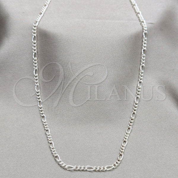 Sterling Silver Basic Necklace, Figaro Design, Polished, Silver Finish, 04.430.0004.16.1.EX