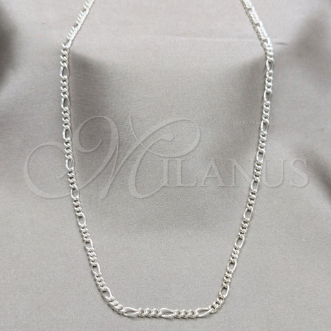 Sterling Silver Basic Necklace, Figaro Design, Polished, Silver Finish, 04.430.0004.16.1.EX