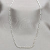 Sterling Silver Basic Necklace, Figaro Design, Polished, Silver Finish, 04.430.0004.16.1.EX