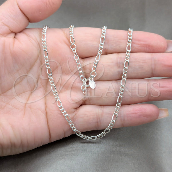Sterling Silver Necklace — Basic Necklace Figaro Design Polished 04. .EX 0.80 — alternate product view — SKU 159581 | Plata 925 collar — básico Necklace Figaro diseño pulido 04. .EX 0.80 — SKU 159581
