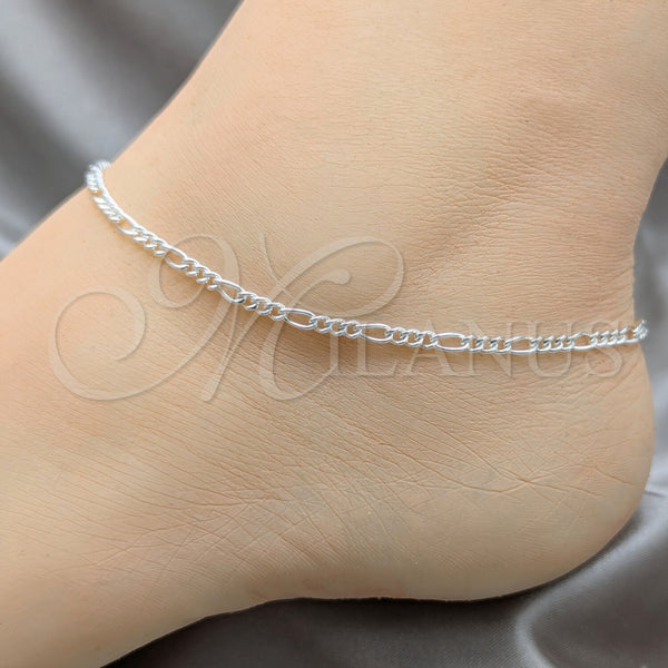 Sterling Silver Anklet — Basic Anklet Figaro Design Polished 03. .1EX 0.80 — alternate product view — SKU 159582 | Plata 925 tobillera — básico Anklet Figaro diseño pulido 03. .1EX 0.80 — SKU 159582