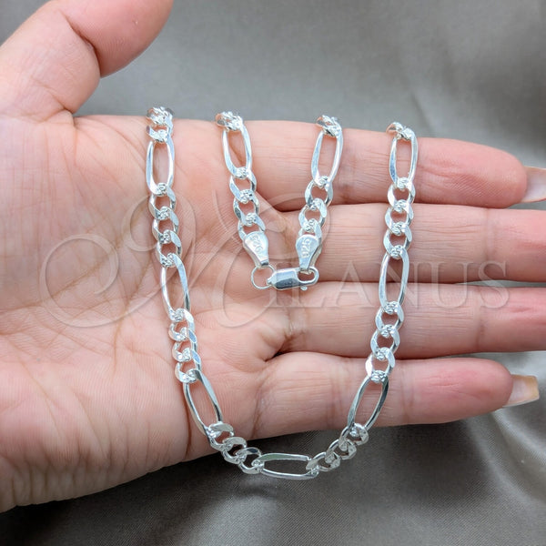 Sterling Silver Necklace — Basic Necklace Figaro Design Diamond Cutting 04. Gauge — alternate product view — SKU 159586 | Plata 925 collar — básico Necklace Figaro diseño Diamond Cutting 04. Gauge — SKU 159586