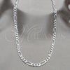 Sterling Silver Basic Necklace, Figaro Design, Diamond Cutting Finish, Silver Finish, 04.431.0001.20 (150 Gauge, Thickness, 20 Inches Length)
