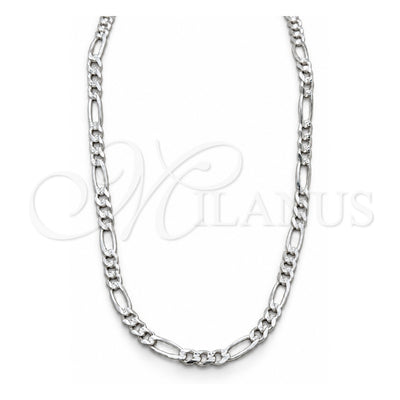 Sterling Silver Basic Necklace, Figaro Design, Diamond Cutting Finish, Silver Finish, 04.431.0001.20 (150 Gauge, Thickness, 20 Inches Length)