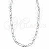 Sterling Silver Basic Necklace, Figaro Design, Diamond Cutting Finish, Silver Finish, 04.431.0001.20 (150 Gauge, Thickness, 20 Inches Length)