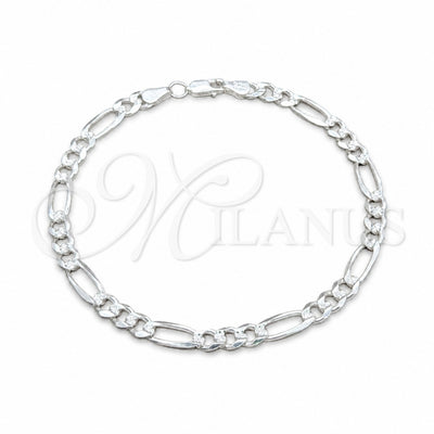 Sterling Silver Basic Anklet, Figaro Design, Diamond Cutting Finish, Silver Finish, 03.431.0001.10 (150 Gauge for wholesale, main product view