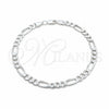 Sterling Silver Basic Anklet, Figaro Design, Diamond Cutting Finish, Silver Finish, 03.431.0001.10 (150 Gauge, 06 MM Thickness, 10 Inches Length)