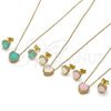 Oro Laminado Earring and Pendant Adult Set, Gold Filled Style Heart and Cluster Design, with White Cubic Zirconia and White Micro Pave, Polished, Golden Finish, 10.156.0526.1