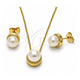 Oro Laminado Earring and Pendant Adult Set, Gold Filled Style Ball Design, with Ivory Mother of Pearl, Polished, Golden Finish, 10.156.0528