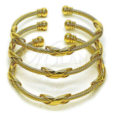 Oro Laminado Trio Bangle, Gold Filled Style Twist and Infinite Design, Polished, Golden Finish, 07.282.0014 (07 MM Thickness, One size fits all)