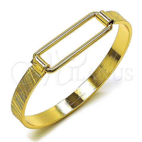 Oro Laminado Individual Bangle, Gold Filled Style Belt Buckle Design, Diamond Cutting Finish, Golden Finish, 07.282.0015.05