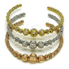 Oro Laminado Trio Bangle, Gold Filled Style Ball Design, Diamond Cutting Finish, Tricolor, 07.282.0019 (10 MM Thickness, One size fits all)