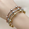 Oro Laminado Trio Bangle, Gold Filled Style and Ball Polished, Tricolor, 07.282.0023