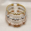 Oro Laminado Trio Bangle, Gold Filled Style Twist and Ball Design, Diamond Cutting Finish, Tricolor, 07.282.0024 (08 MM Thickness, One size fits all)