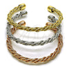 Oro Laminado Trio Bangle, Gold Filled Style Twist Design, Matte Finish, Tricolor, 07.282.0025 (06 MM Thickness, One size fits all)
