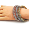 Oro Laminado Trio Bangle, Gold Filled Style Polished, Tricolor, 07.282.0026