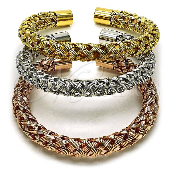 Oro Laminado Trio Bangle, Gold Filled Style Polished, Tricolor, 07.282.0026