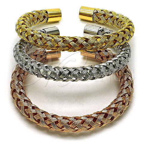 Oro Laminado Trio Bangle, Gold Filled Style Polished, Tricolor, 07.282.0026