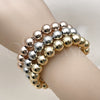 Oro Laminado Trio Bangle, Gold Filled Style Ball and Hollow Design, Polished, Tricolor, 07.282.0027 (Thickness, One size fits all)