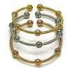 Oro Laminado Trio Bangle, Gold Filled Style Twist and Ball Design, Polished, Tricolor, 07.282.0028 (Thickness, One size fits all)