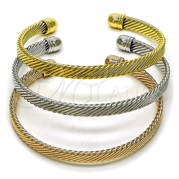 Oro Laminado Trio Bangle, Gold Filled Style Polished, Tricolor, 07.282.0030