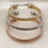 Oro Laminado Trio Bangle, Gold Filled Style Twist Design, Polished, Tricolor, 07.282.0030 (06 MM Thickness, One size fits all)