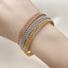 Oro Laminado Trio Bangle, Gold Filled Style Diamond Cutting Finish, Tricolor, 07.282.0032