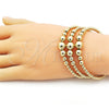 Oro Laminado Trio Bangle, Gold Filled Style Ball and Hollow Design, Polished, Golden Finish, 07.282.0012.1 (Thickness, One size fits all)