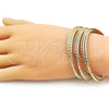 Oro Laminado Trio Bangle, Gold Filled Style Diamond Cutting Finish, Golden Finish, 07.282.0034