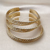Oro Laminado Trio Bangle, Gold Filled Style Diamond Cutting Finish, Golden Finish, 07.282.0034 (Thickness, One size fits all)