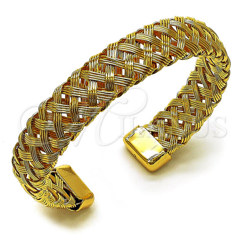 Oro Laminado Individual Bangle, Gold Filled Style Twist Design, Polished, Golden Finish, 07.282.0036 (14 MM Thickness, One size fits all)
