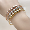 Oro Laminado Trio Bangle, Gold Filled Style Ball and Twist Design, Polished, Tricolor, 07.282.0040 (08 MM Thickness, One size fits all)