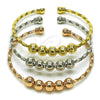 Oro Laminado Trio Bangle, Gold Filled Style Ball and Twist Design, Polished, Tricolor, 07.282.0040 (08 MM Thickness, One size fits all)