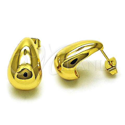 Oro Laminado Stud Earring, Gold Filled Style Teardrop Design, Polished, Golden Finish, 02.282.0024