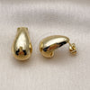 Oro Laminado Stud Earring, Gold Filled Style Teardrop Design, Polished, Golden Finish, 02.282.0024