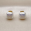 Oro Laminado Stud Earring, Gold Filled Style with Ivory Mother of Pearl, Polished, Golden Finish, 02.282.0026