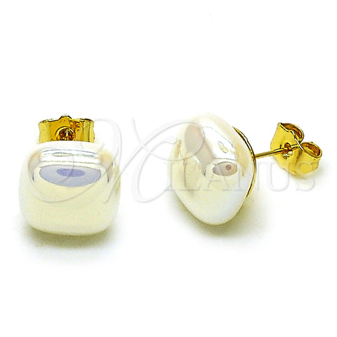 Oro Laminado Stud Earring, Gold Filled Style with Ivory Mother of Pearl, Polished, Golden Finish, 02.282.0026