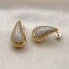 Oro Laminado Stud Earring, Gold Filled Style Teardrop Design, with White Cubic Zirconia, Polished, Golden Finish, 02.282.0029