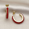 Oro Laminado Small Hoop, Gold Filled Style with Garnet Pearl, Polished, Golden Finish, 02.282.0030.3.25