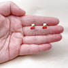 Oro Laminado Stud Earring, Gold Filled Style Cherry Design, Red Enamel Finish, Golden Finish, 02.213.0817